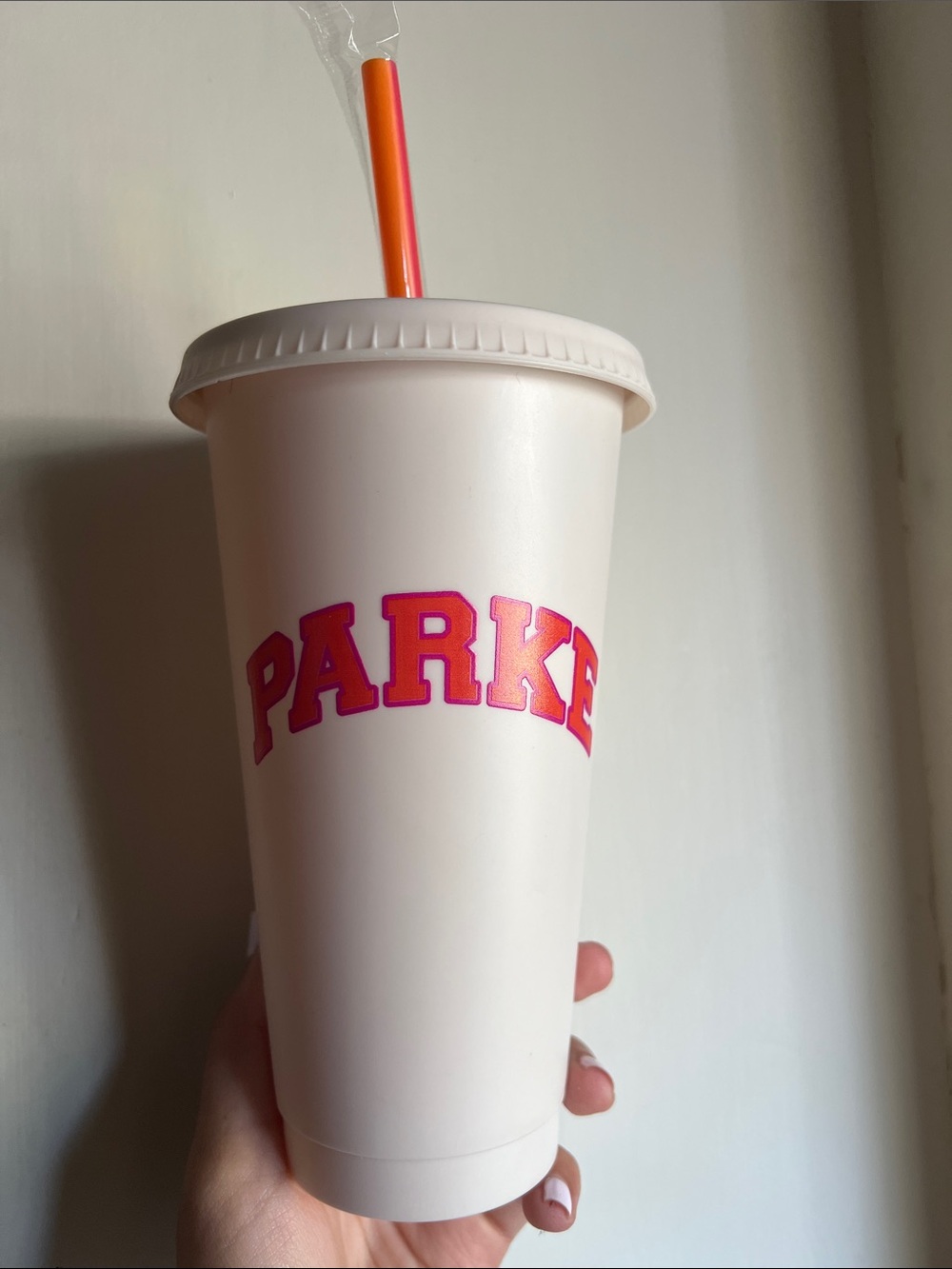 Parke x Dunkin collab white tumbler